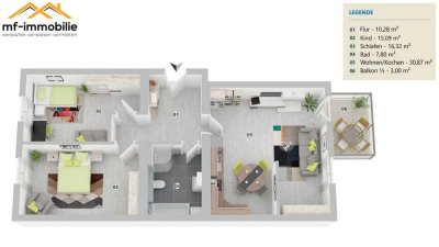 gemütliche 3 Zimmer-Wohnung in Mariental mit Balkon