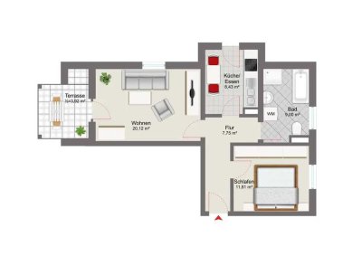 Charmante 2-Zimmer-Wohnung mit Privatgarten in Adelzhausen