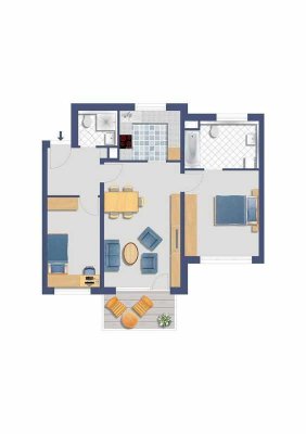 KAPITALANLAGE ! Langfristig und solide vermietete 3-Zimmerwohnung.