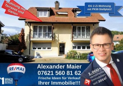 ERDGESCHOSS: Ruhig gelegene großzügige 2 Zi-Whg mit Terrasse und Gartenanteil in Brombach