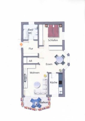 Gepflegte 2-Zimmer-Wohnung mit Süd-Balkon in bester Lage!