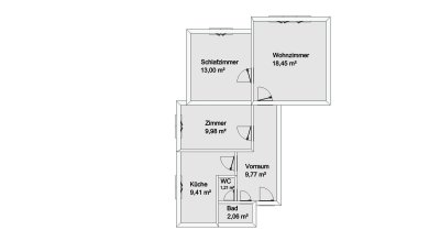 64m² 3-Zimmer Wohnung/WG in Uni Nähe zu vermieten