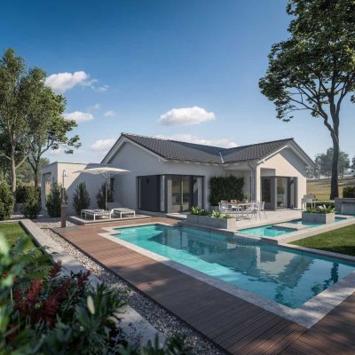 schönes Grundstück inkl. chicker, kompakter Winkelbungalow