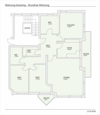 Geschmackvolle und helle 4-Zimmer-Wohnung mit 2 Balkonen in ruhiger Lage in Ismaning