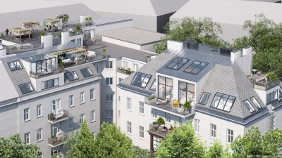 TOPLAGE NÄHE KUTSCHKERMARKT | EXKLUSIVE DACHGESCHOSSWOHNUNG | TERRASSE | 360° BLICK ÜBER WIEN | ERSTBEZUG