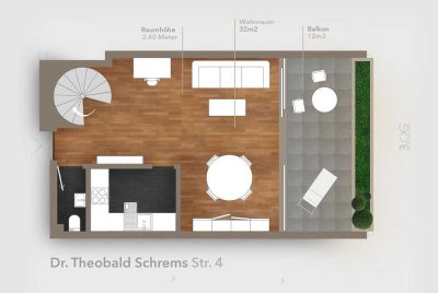 Auf zwei Etagen: Terrassen-Wohnung in Villenviertel Regensburg
