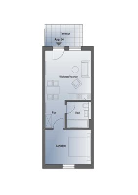 Stilvolle, sanierte 1,5-Zimmer-Wohnung mit Einbauküche in Solingen