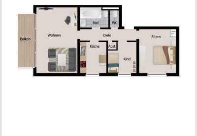 Moderne Wohnung mit drei Zimmern und Balkon in Rheinbreitbach
