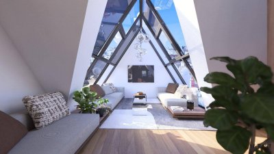 Rarität in Wien: Exklusives Dachgeschoss + Rohdachboden mit Enwicklungspotential + unverbaubarem 360°-Panoramablick über Wien