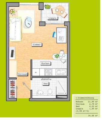 Tolles 1-Zimmer-Studentenapartment mit Einbauküche in bester Lage / City Park, vermietet