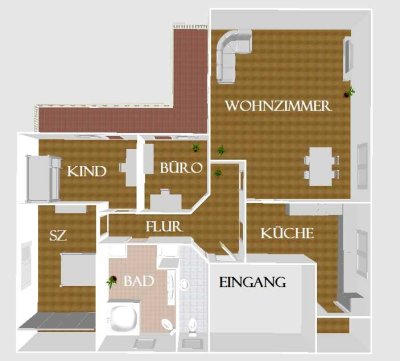 Freundliche und gepflegte 4-Raum-Wohnung mit Balkon und Einbauküche in Butzbach