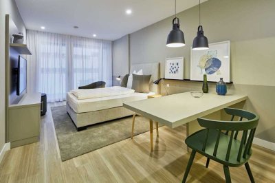 Voll möblierte 1-Zimmer-Wohnung mit Balkon im Apartmenthouse im Stuttgarter Zentrum