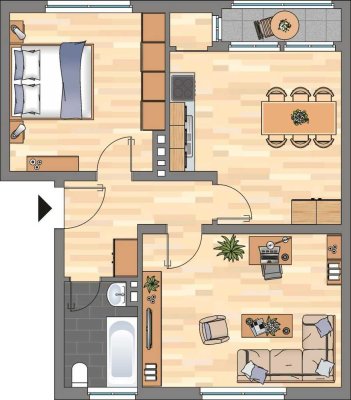 Renovierte 2-ZKB-Erdgeschosswohnung in Heppens zu vermieten!