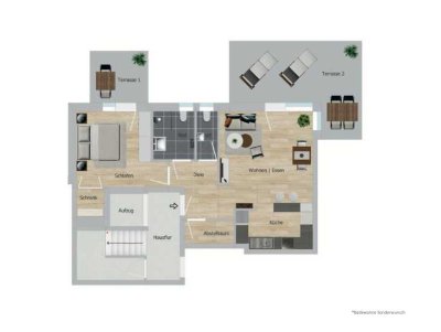 Gemütliche 2-Zimmer-Wohnung mit 2 Terrassen