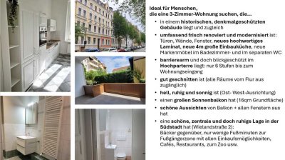 Erstbezug nach umfassender Modernisierung: 3 Zi. +neue EBK +gr.  Sonnenbalkon in der Südstadt