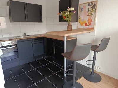 Schöne 3 Zi.-Wohnung mit neuer Küchenzeile incl. E-Geräten, Thresen, Barhocker, Südbalkon ! Erstbezu