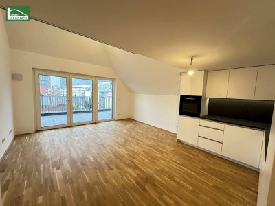 Erstbezugs-Maisonette nahe Kagraner Platz mit Galerie, Küche, großer Terrasse und top Ausstattung! Kahlenberg-Blick!