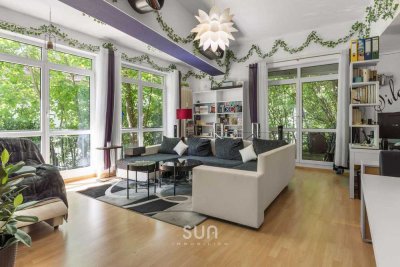 Hohe Decken, Bodentiefe Fenster, LOFT FEELING mit Terrasse & Ausblick