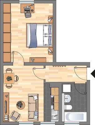 Demnächst frei! 1-Zimmer-Wohnung in Dortmund