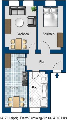 Leipzig Leutzsch- frisch sanierte 2 Zimmer Dachgeschoss Wohnung