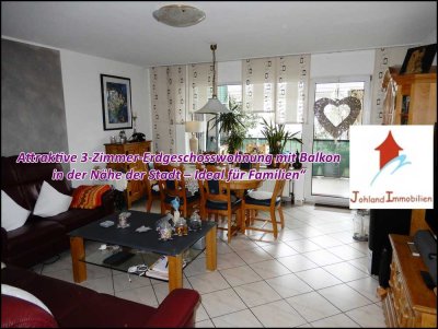 Attraktive 3-Zimmer-Erdgeschosswohnung mit Balkon in der Nähe der Stadt – Ideal für Familien“!