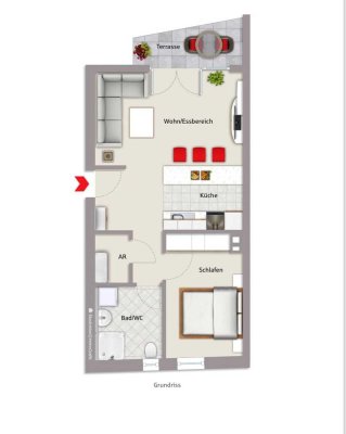 Frisch renoviert: schöne 2-Zimmer-Wohnung mit EBK und Terrasse im Herzen von Zirndorf