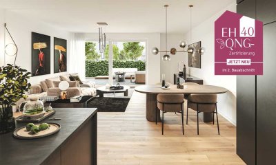 Nachhaltiger Neubau für Ihr Familienglück. 4-Zi.-Erdgeschosswohnung zum Kauf mit 2 Bädern und Garten