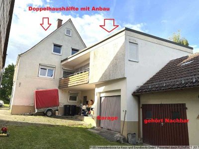 Gemütliche, renovierte Doppelhaushälfte mit Anbau, Garage und Gartenanteil