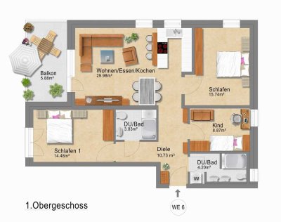 Lichtdurchflutet & großzügig: 4-Zimmer-Neubauwohnung mit Balkon