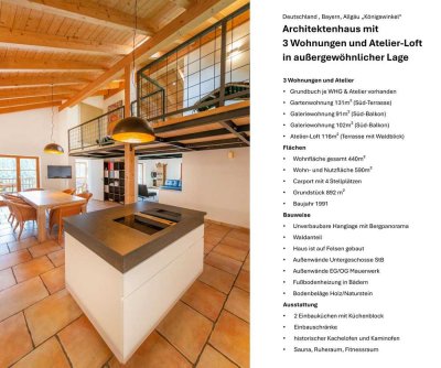 Architektenhaus mit 3 Wohnungen und Atelier-Loft in außergewöhnlicher Lage