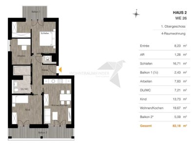Barrierefreie 4-Zimmer-Wohnung mit Einbauküche, Stellplatz und 2 Balkonen