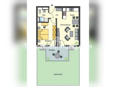 Tauschwohnung: 2 Zimmerwohnung mit eigenem Garten und Tiefgaragenstellplat
