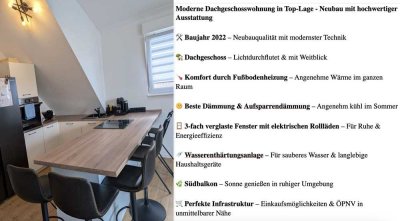 Moderne 4-ZKB-Dachgeschosswohnung mit Balkon in ruhiger Lage – Neubau 2022