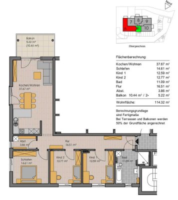 *** 4-Zimmer-Wohnung im 1. OG mit Südbalkon - Neubau Mehrfamilienhaus mit 15 Einheiten ***