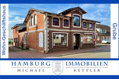 Wohn- und Geschäftshaus, gute Mieteinnahmen, 3 Wohnungen, 2 Geschäfte in 23749 Grube