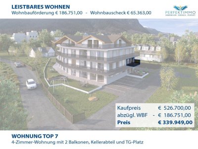 Top 07 mit WBF: Exklusive 4-Zimmer-Neubauwohnung mit 2 Balkonen