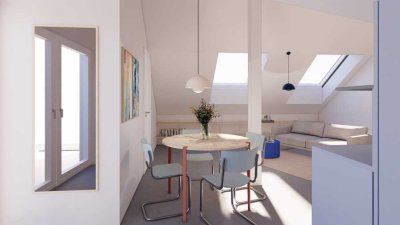 WE37 All-inclusive-Miete: exklusiver vollmöblierter Neubau, 2-Zimmer Penthouse mit Einbauküche und z