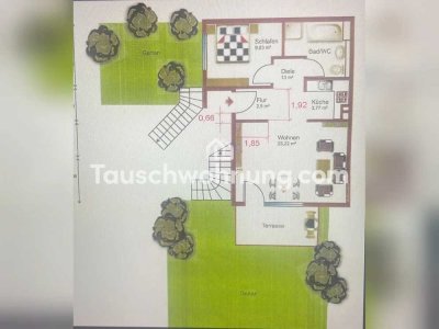 Tauschwohnung: Schöne 2-Zimmer-Gartenwohnung gegen 3-Zimmer-Wohnung