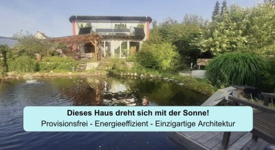 Provisionsfrei – Plus-Energie-Drehhaus mit einzigartiger Architektur und Schwimmteich