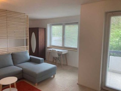 Exklusive, neuwertige möblierte 1-Zimmer-EG-Wohnung mit Balkon und EBK in Heidenheim