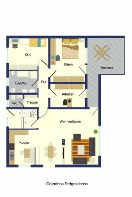 Attraktive, modernisierte Erdgeschosswohnung mit Terrasse – ca. 126,55 m²