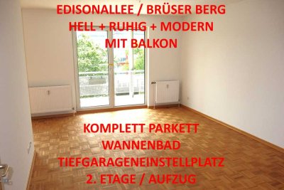 EDISONALLEE BRÜSER BERG HELL + RUHIG BALKON WANNENBAD PARKETT INKL. TG-STELLPL. 2. ETAGE/AUFZUG
