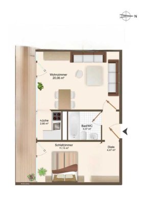 2-Zimmer-Wohnung mit Balkon und EBK in Unterschleissheim