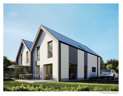 zwei moderne Doppelhaushälften mit PV-Anlage (KFW-Förderung mit attraktivem Zins für 100.000 Euro)