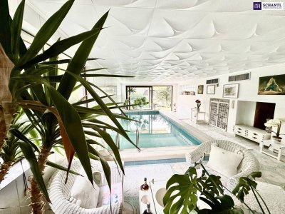 **Exklusive Landhausvilla in Pötzleinsdorf** ++ eigener Pool ++ Sauna ++ Fitnessraum ++ großer blühender Garten ++ Garage ++ Terrasse ++ direkt beim Pötzleinsdorfer Schlosspark ++