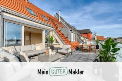 Luxuriöse Penthouse-Maisonette mit Dachterrasse, Sauna, Kamin, Doppelgarage in Nürnberg-St. Johannis