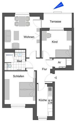 3-Zimmer Wohnung mit WBS für Alleinerziehende mit Kind