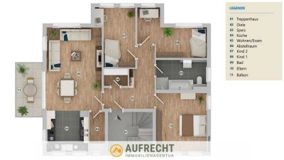 AUFRECHT *EXKLUSIVER NEUBAU* - 4-Zimmer-Obergeschosswohnung mit sonnigem Balkon und Hobbyräumen