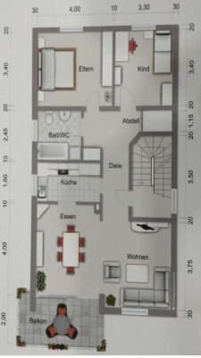 Moderne 3-Zimmer Wohnung (BJ 2016) mit Sonnenbalkon, eigenem Garten & Außenstellplatz