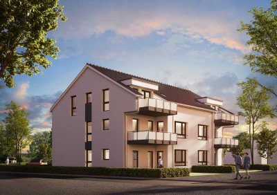 Neubauwohnung im Erdgeschoss mit Gartenanteil, Terrasse und Stellplatz